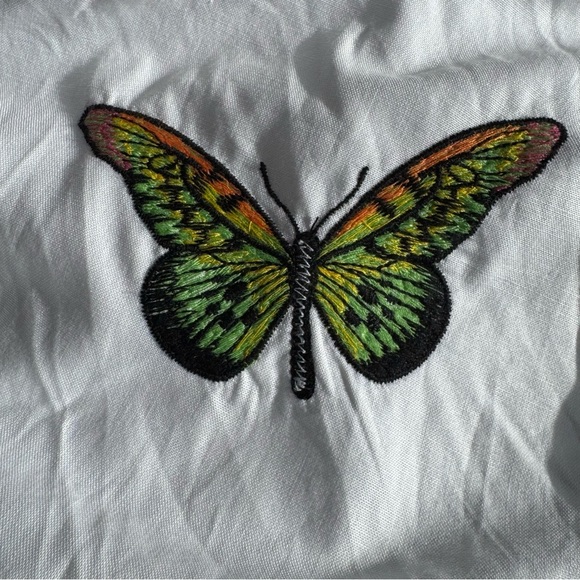 NWT Fanm Mon Larson Butterfly Embroidered Long Sleeve V Neckline Dress Size XL - Picture 11 of 14